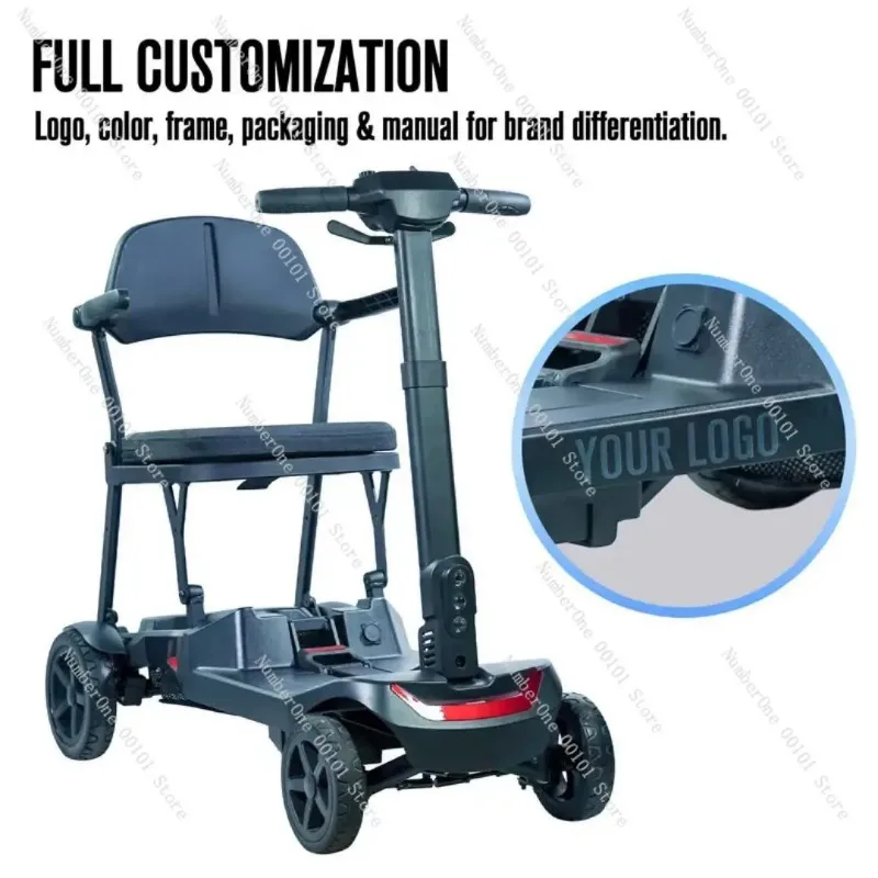 Foldable 4‑Wheel Mobility Scooter, Mini Electric Vehicle for Daily Short Trips