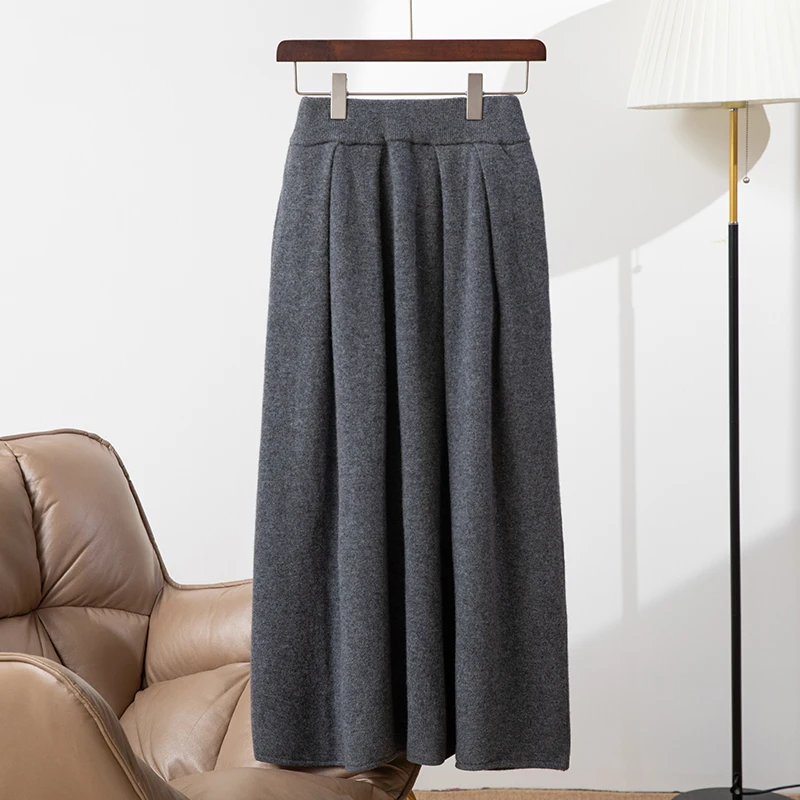 BELIARST 100% Merino Wool Ladies High Waist Knitted Skirt 2024 Autumn Winter New Fashion Discounted Skirt MS-060