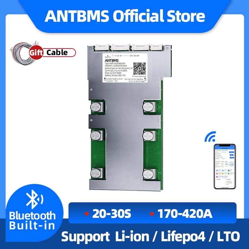 ANT-BMS intelligent 20S 24S 26S 27S 30S Balance Eddie ion veFePo4 LTO 18650, batterie Ebike 170A 230A 420A 1050A Bluetooth UART intégré