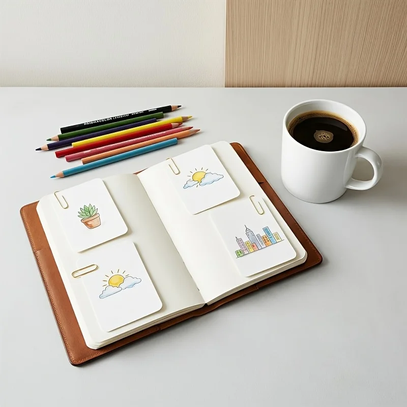 50Pcs Mini Round‑Corner Watercolor Paper, Thick Pure Wood Pulp Sheets for Beginners & Professional Artists - view 5