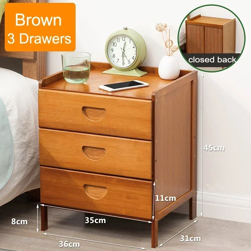 %Bamboo Nightstands, Bedside Tables with Open Storage Compartments, Modern Side Table