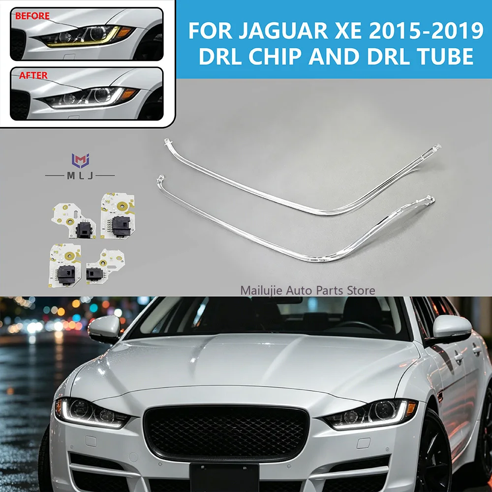For Jaguar XE 2015-2019 Headlight LED DRL Light Guide Strip Angel Eye Chip Daytime Running Light Source chip Light Guide Strip