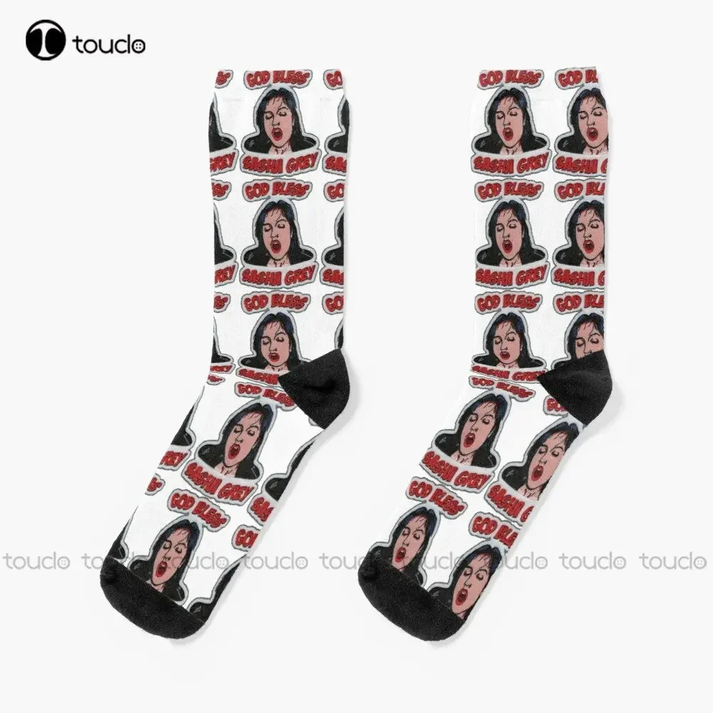 

God Bless Sasha Sasha Grey Socks Забавные носки для женщин Мода Творческий отдых Забавное искусство Абстрактная живопись маслом Носки Забавные