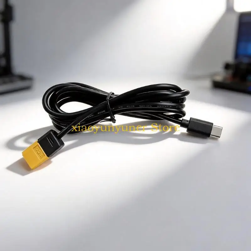 P9JB XT60M To Type-C Power Cable with Yellow Two-Pin End, Male Device Input End, and Flexible PVC Cover for Field Storage and