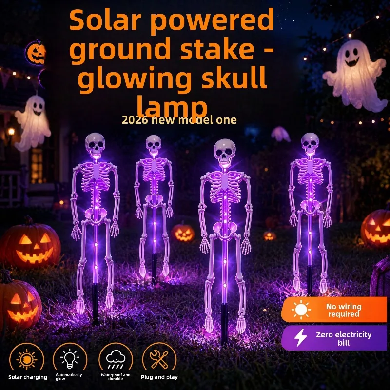solar-powered-halloween-skull-stake-light-purple-orange-–-waterproof-decorative-light-for-gardens-and-lawns