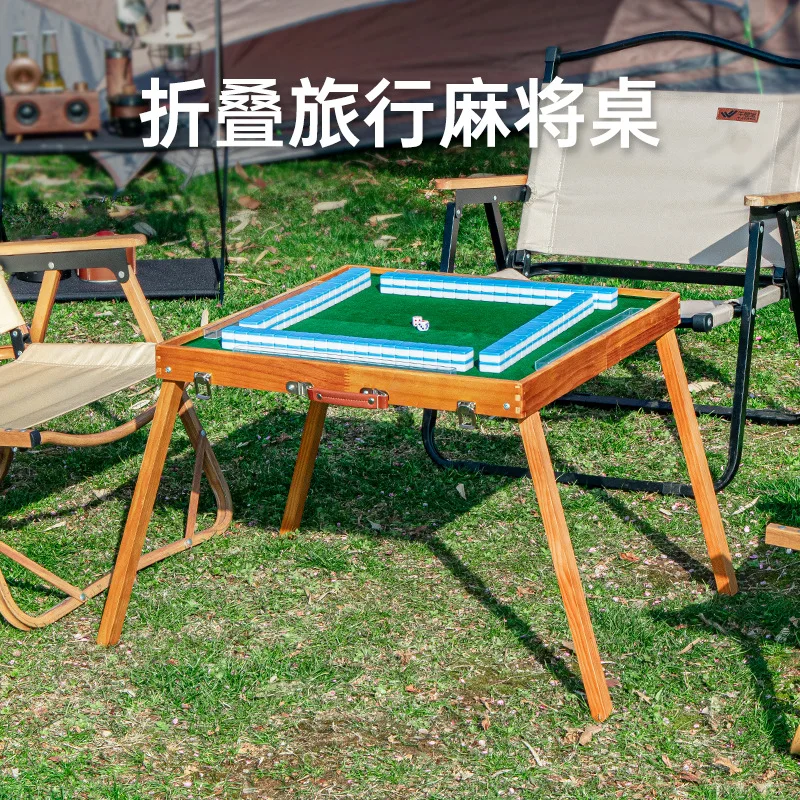 Outdoor travel portable solid mahjong table travel camping dormitory home small mini folding hand rub mahjong