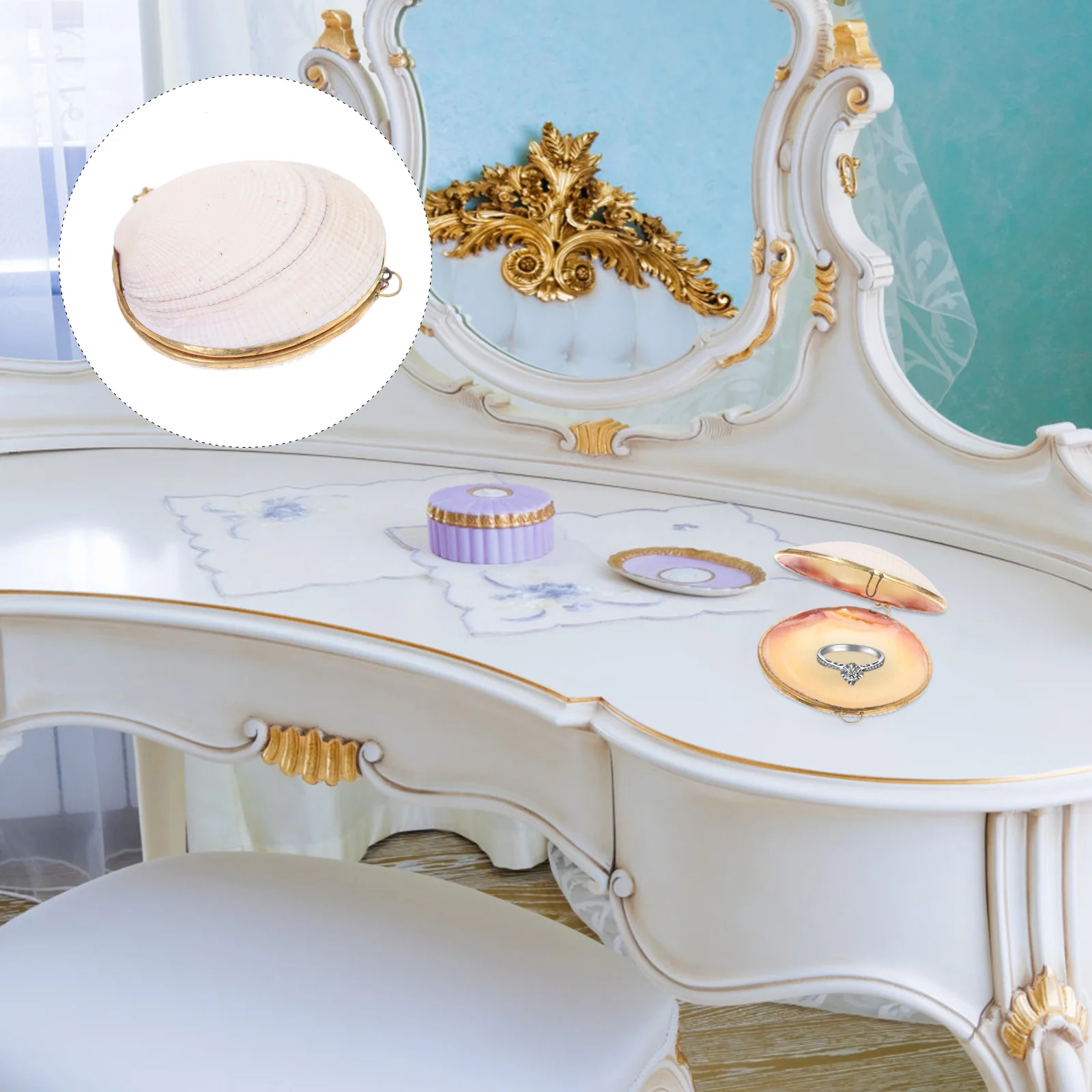 7 -8cm Shell Jewelry Box Top-grade Quality Ring Earring Container Bracket Bedroom Storage Sundries Organizer Bag Safe