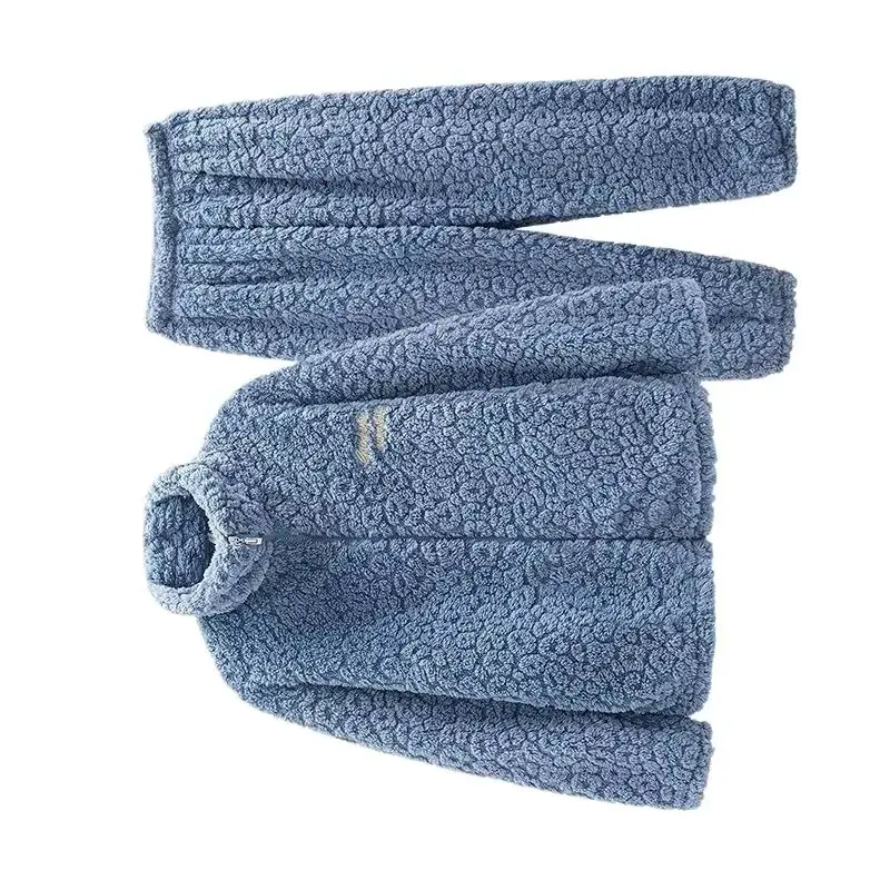 Can Be Worn Outside Warm Loungewear Set Autumn and Winter Coral Fleece Men's Pajamas Men's Fleece Thickened Flannel Underwear.