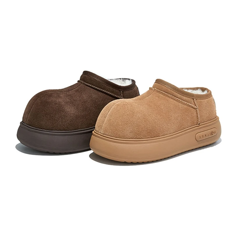 2025 Women's Snow Boots Genuine Leather Large Toe Winter Women Boots Ankle boots Plush for warmth female Cotton-Padded Shoes