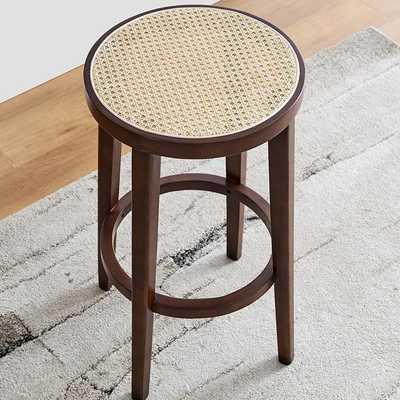 Catering Tools Kitchen Nordic Modern:Dining Chairs High Quality Oak Rattan Woven Stool Bar Furniture Stable And Durable Chair