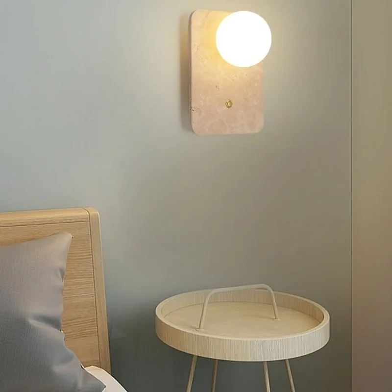Middle Ancient Style Wall Lamps Yellow Cave Stone Wabi Sabi Style Living Dining Room Bedroom Bedside Corridor Decorative Sconces