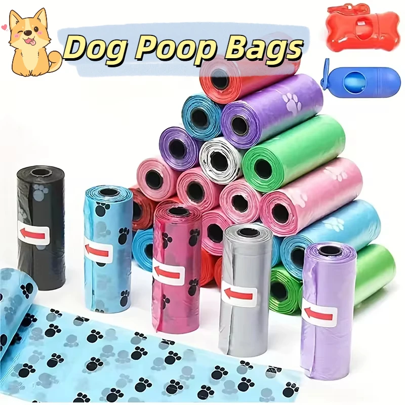 Dog Poop Bags for Waste Refuse Cleanup Pet Supplies Cleaning Poop Bag Outdoor 15Bags/Roll Refill Puppy Cat Pooper Scooper Bag