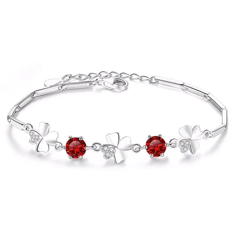 Butterflykiss Four Leaf Clover 925 Sterling Silver Moissanite Bracelet For Women 5mm Pass Diamond Test High Quality Jewelry Gift