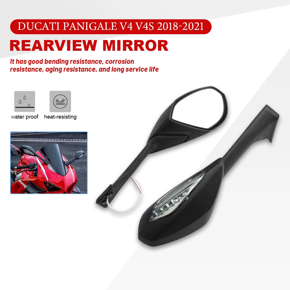 For Ducati Panigale V4 V4S 2018-2021 Speciale S Corse Anniversario Superleggera Rearview Motorcycle Mirrors LED Turn Signals