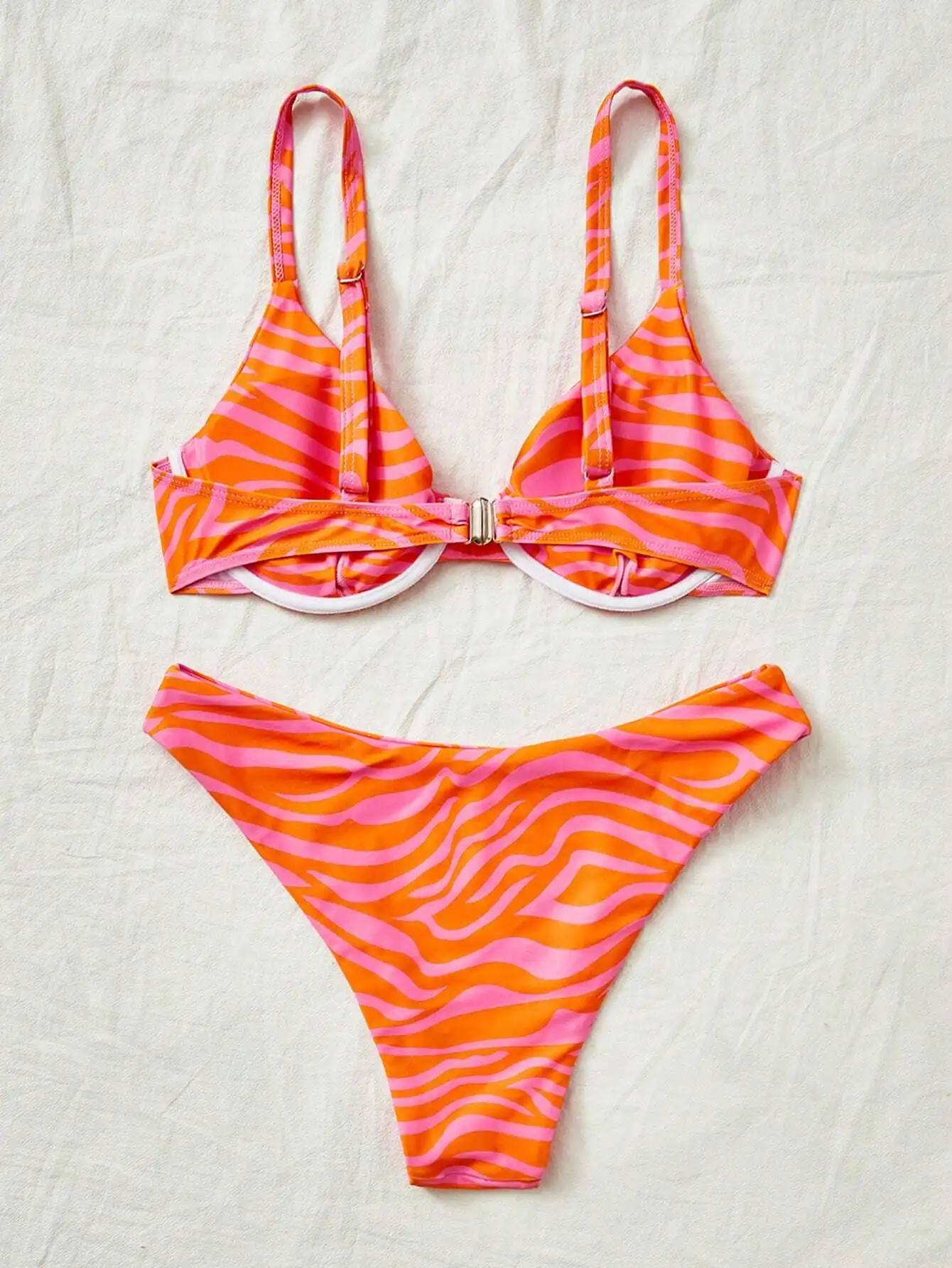 

Summer Beach Zebra Striped Underwire Bikini Set