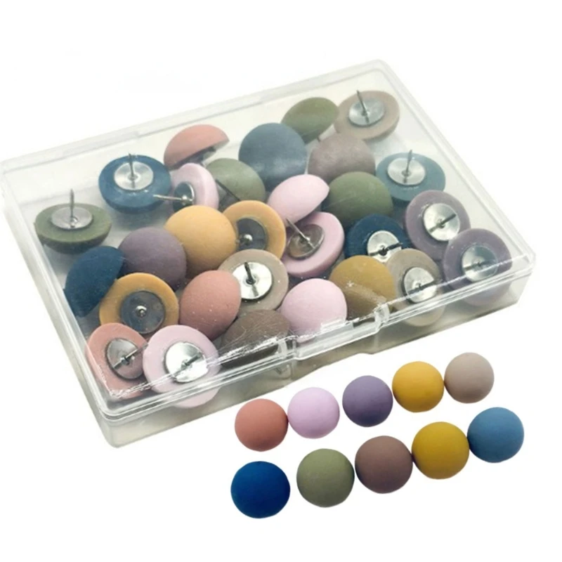 

30Pcs Round-head Push Pins Thumb Tacks Pushpin Map Pin for Bulletin Board