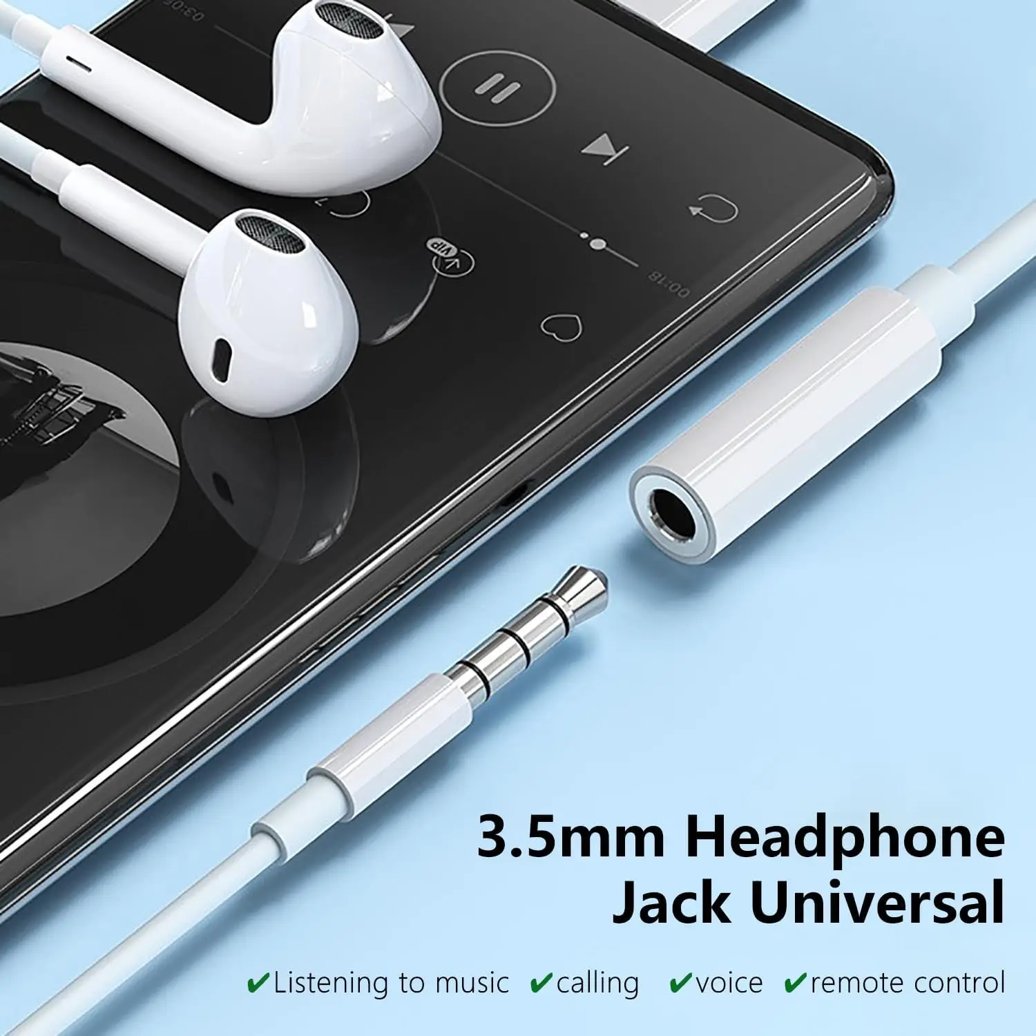 USB C to 3.5mm Audio Adapter Cable for iPhone17/ 16/15,Type C to Headphone Aux Jack Dongle HiFi DAC Cord Compatible with iPad Pr