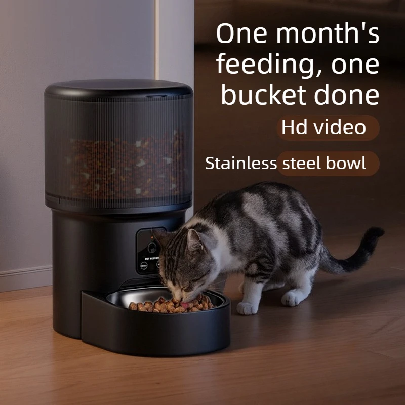 Home Smart Automatic Pet Feeder Timed Feeding Remote Video Check Two‑Way Intercom Food Dispenser for Cats Dogs