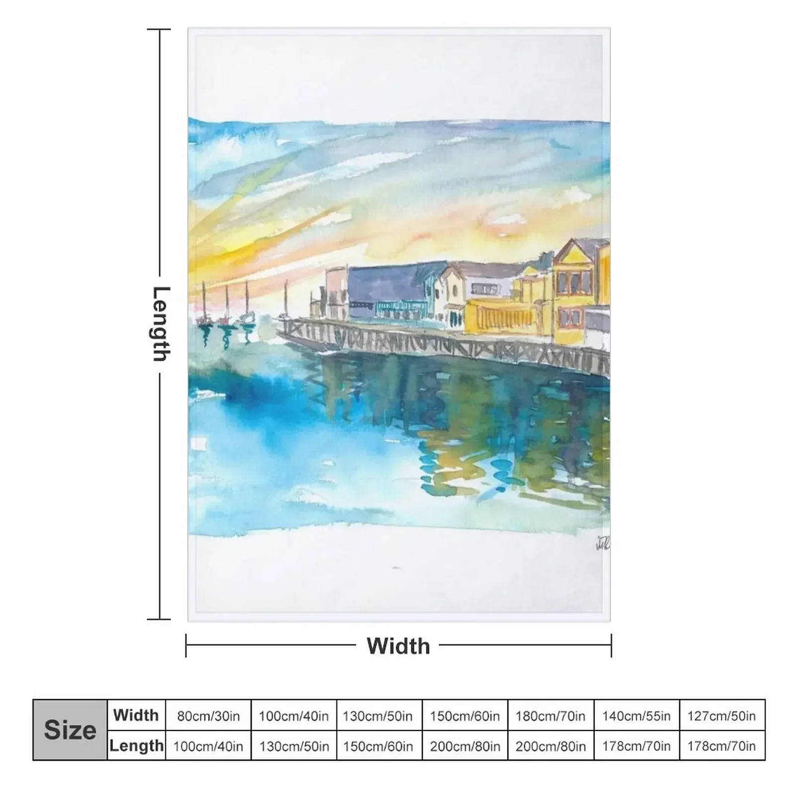 Monterey Bay California Cannery Row Waterfront Throw Blanket couch cozy soft plush fuzzy picnic outdoor blanket