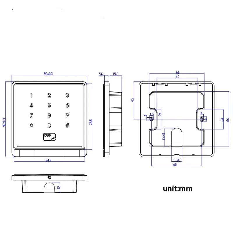 R572 Dual Frequency 125KHz 13.56MHz NFC RFID Reader Touch Keypad Wiegand 26/34 Access Control Slave Reader Elevator System