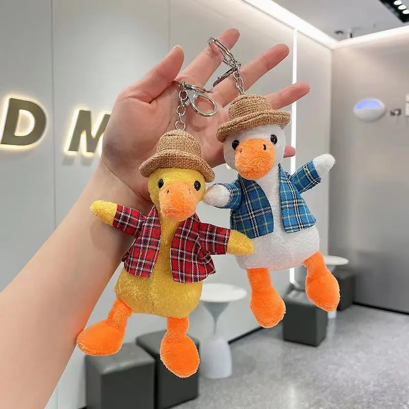 15cm Cute Duck Plush Keychain Kawaii Women Handbags Backpack Pendant Car Keychain Decoration Accessory Plush Toy for Girls Gifts