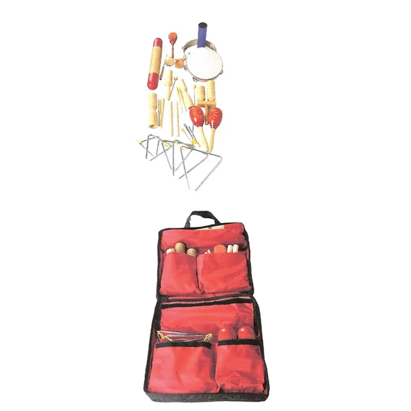 17-Piece Orff Instruments Set Mini Percussion Kit with Maracas Sound Tubes and Drum Shell