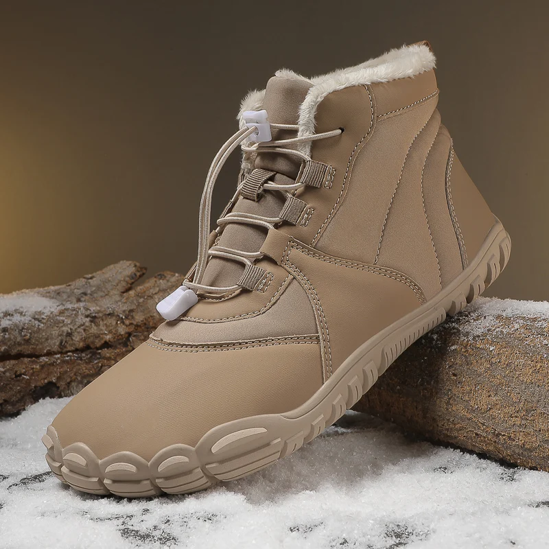 

Men Winter Boots Plush Shoes Waterproof Snow Cotton Boots Barefoot Women Warm Fur Shoes Anti Slip Big Size Trekking Hiking Shoes