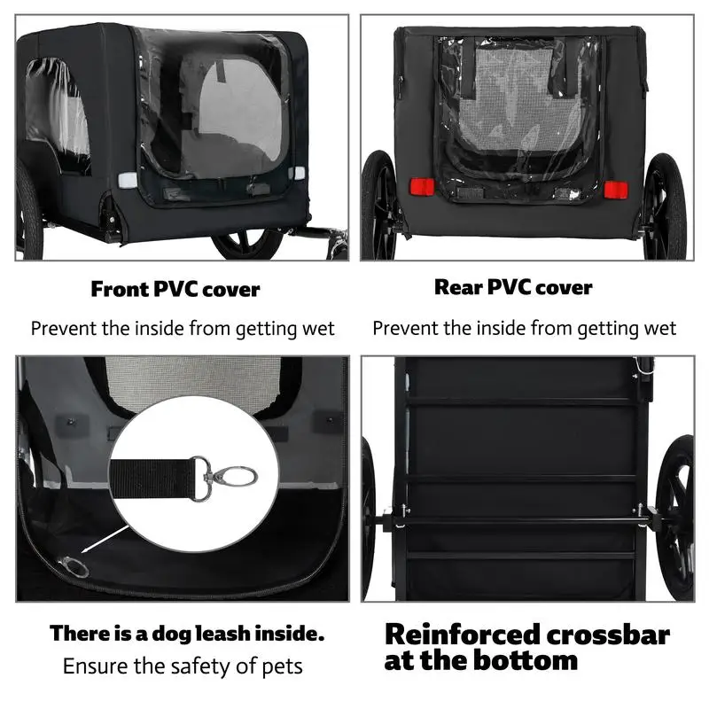 Remolque plegable para bicicletas para mascotas con ruedas todo terreno de 16" y enganche universal - Transportador plegable para perros/carga para bicicletas - Pesado