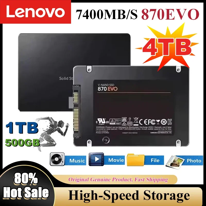 

Lenovo Solid State Disk SSD 870 EVO 1TB2TB4TB Internal HDD Hard Drive Sata3 2.5 Inch For Laptop Microcomputer Desktop