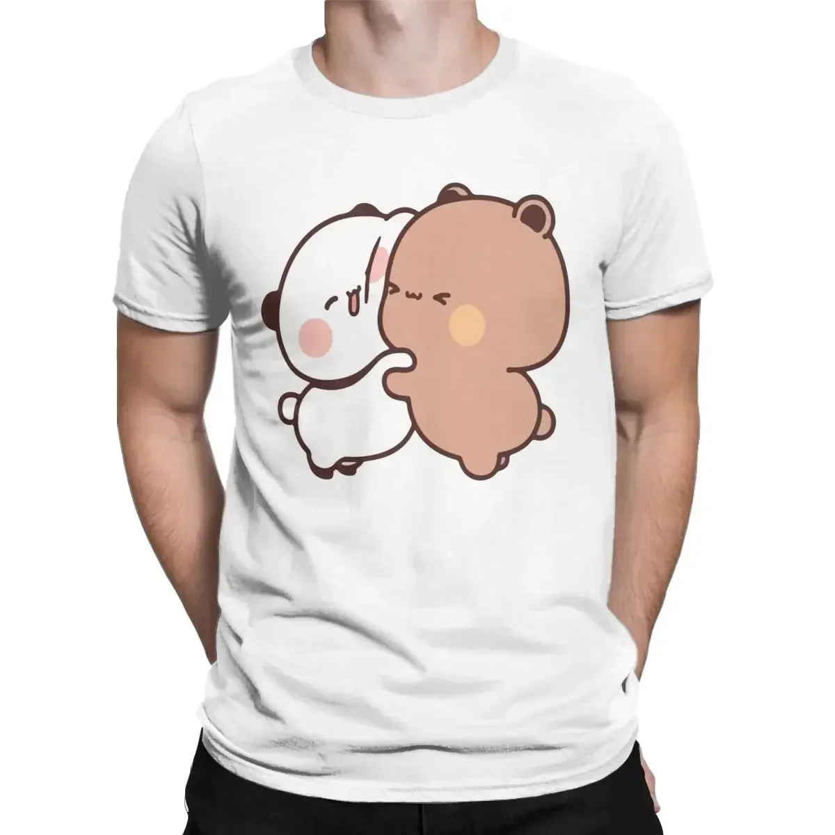 Men Bear And Panda Bubu Dudu Balloon T Shirt Pure Cotton Clothes Vintage Short Sleeve Crew Neck Tees Graphic Printed T-Shirts