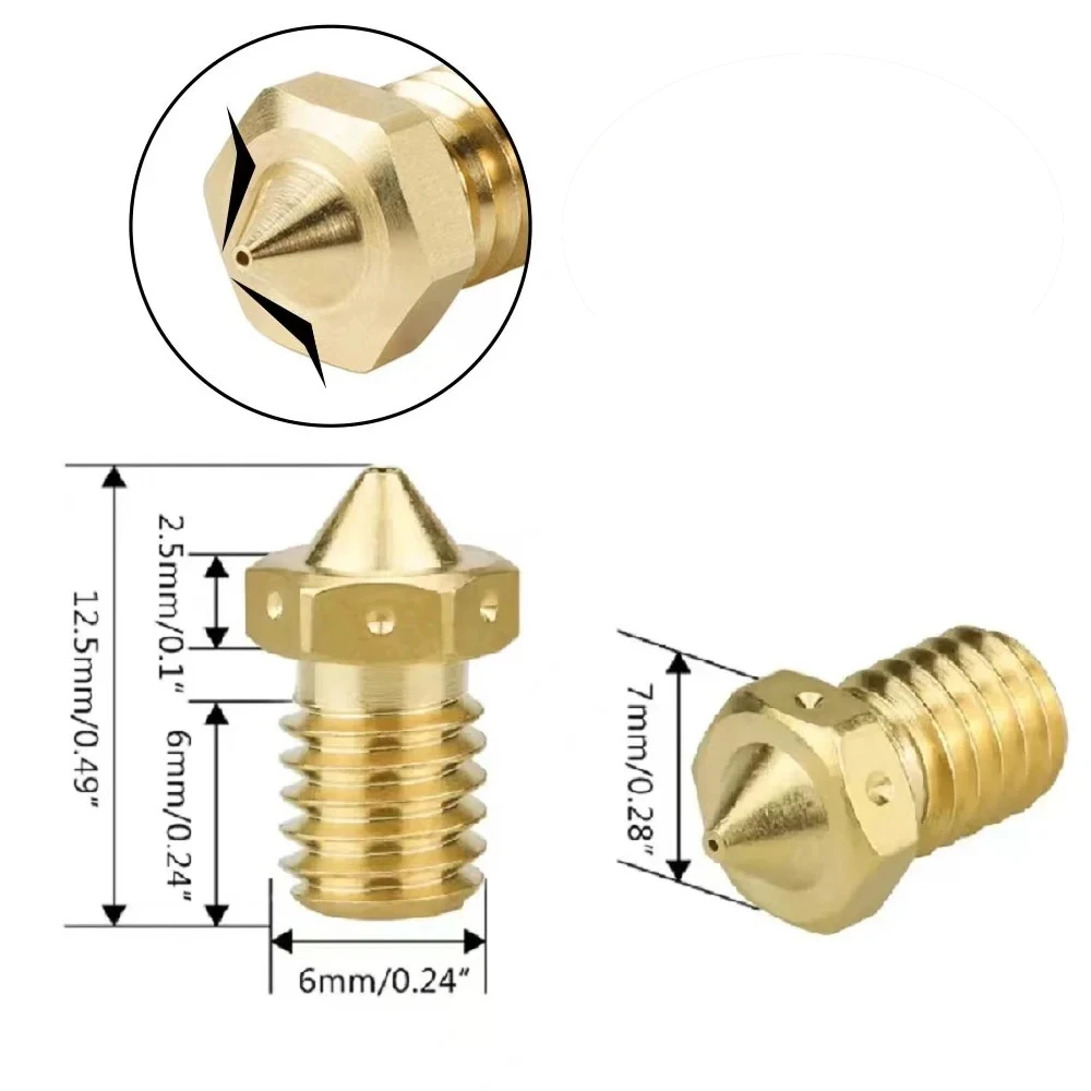 Boquillas E3D V6 CHT boquilla de latón de alto flujo, 0,2, 0,4, 0,5, 0,6, 0,8, 1,0mm, boquilla de latón CHT V6 para E3d Prusa Mk3s V6 Hotend