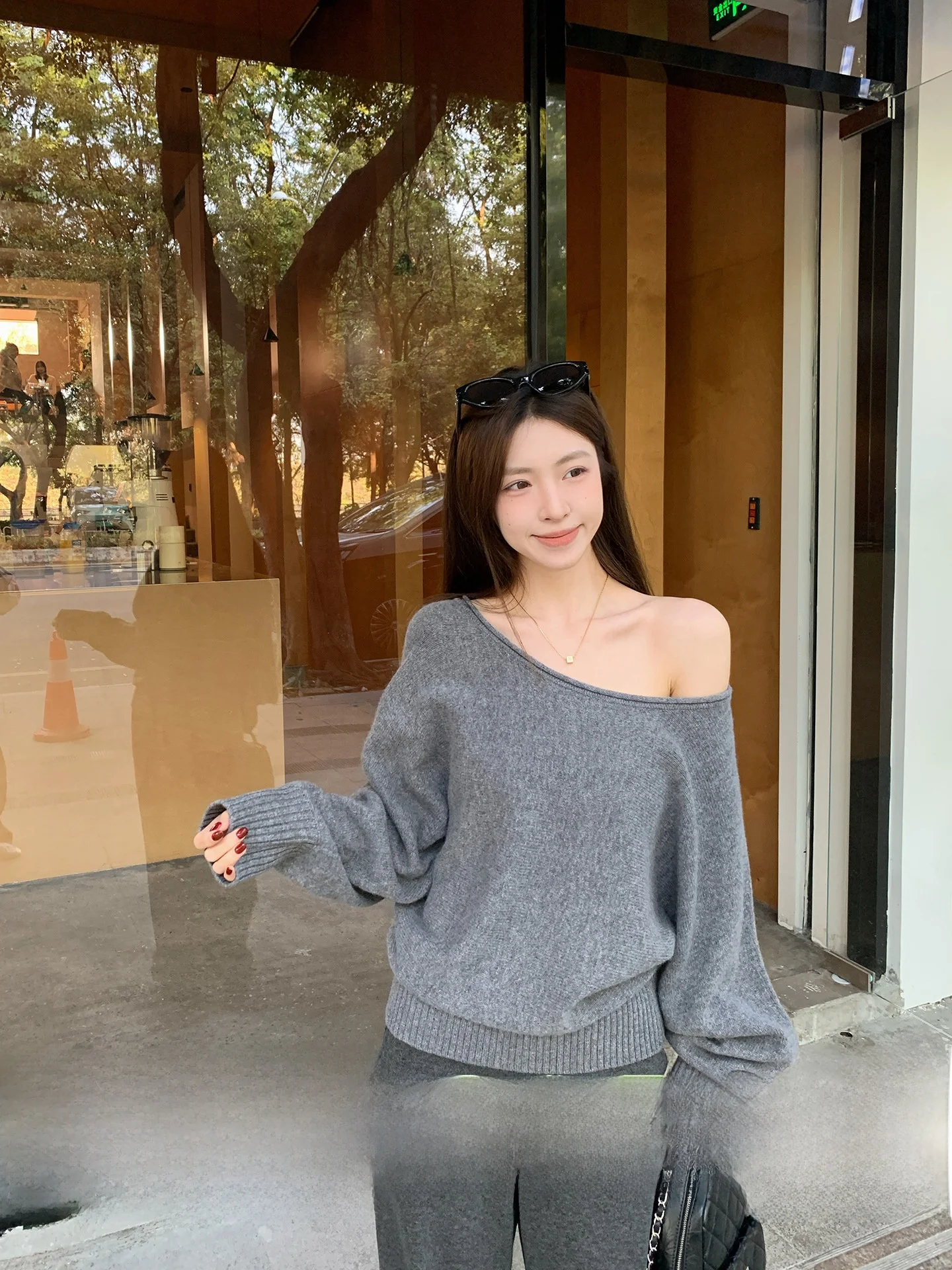 

Morning Bloom Lazy Loose One oulder Knitted Sweater Women Early Spring Oblique oulder Long Sve Top Korean Sle Soft C...