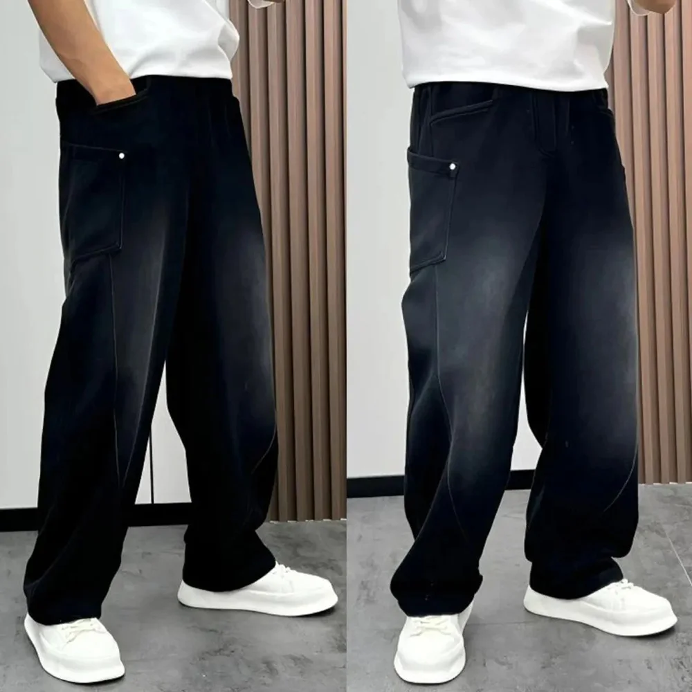 

Mens Pants Multiple Pockets Baggy Pants Autumn Casual Harajuku Sports Wear-Resistant Straight Leg Pants Men's Clothing Unisex