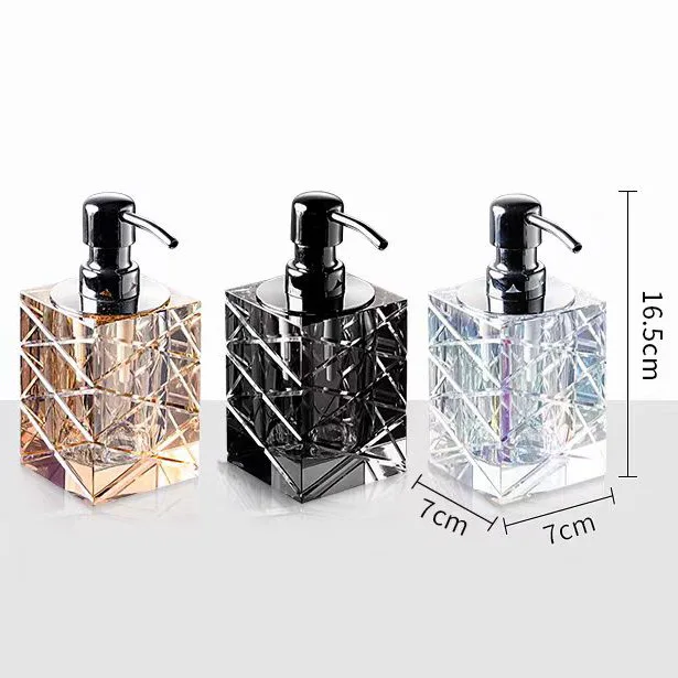 Modern Minimalist Crystal Glass Container Luxury Bathroom Pump Dispenser Skincare Lotion Storage Empty Bottle