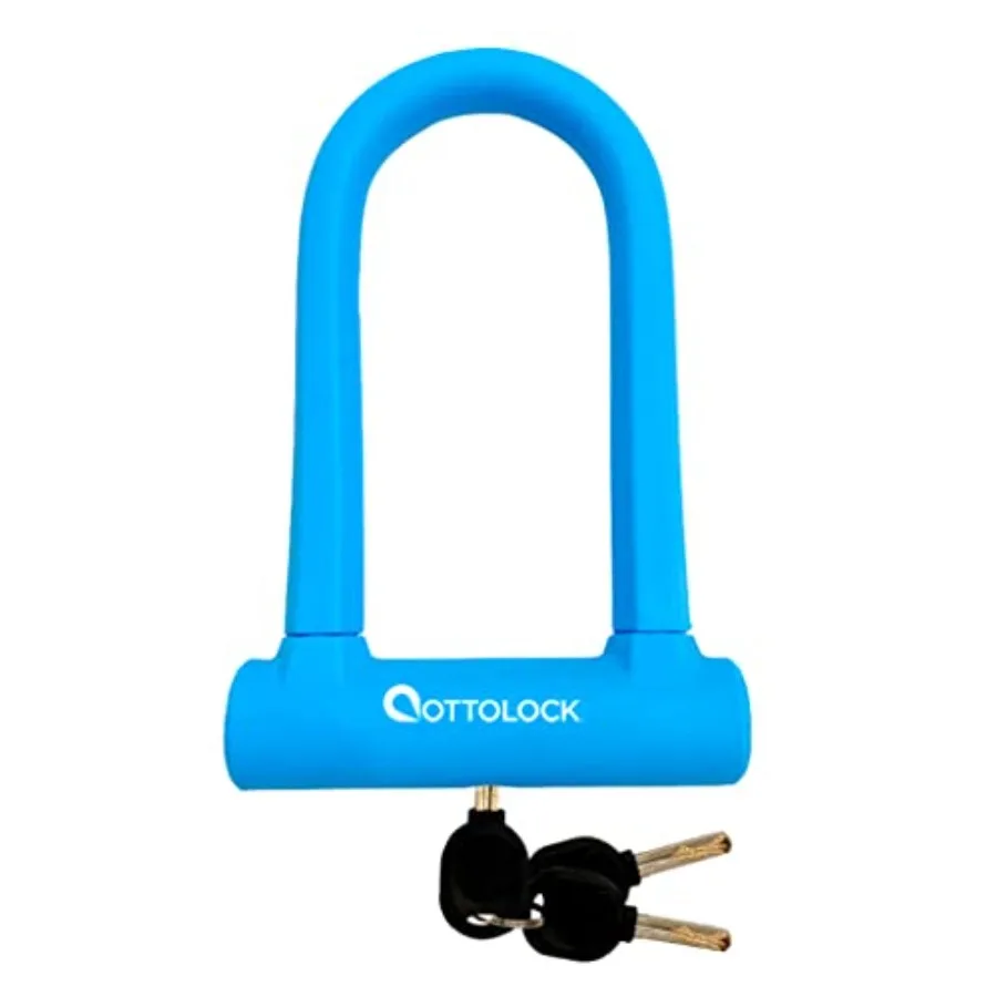 

Sidekick Compact U-Lock - Heavy Duty Anti Theft Bicycle U-Lock with Keys, Silicone-Coated, Bike Accessories, Blue