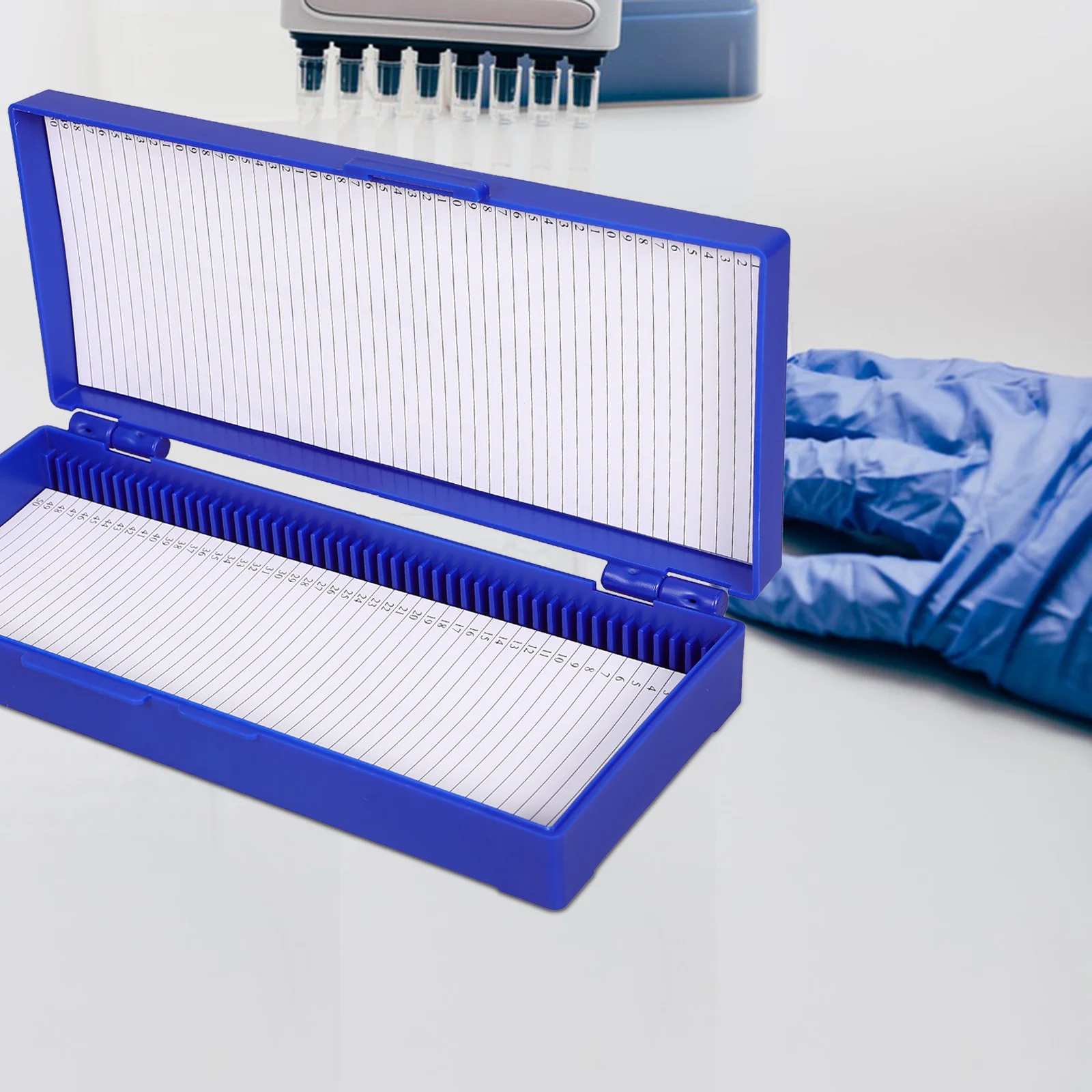 2pcs Box Lid Plastic Mailer Holder Pathological Storage Slide Case For 50 Slides Slide Case Dark Blue