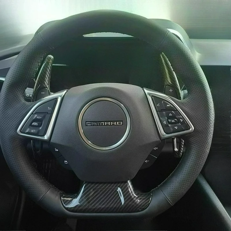 

Для Chevrolet camaro 2016-2018 прошитый вручную натуральная кожа черный нескользящий износостойкий чехол на руль автомобиля