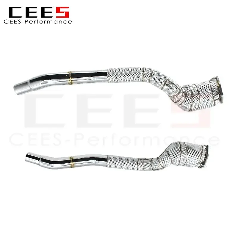 CEES Exhaust Downpipe for Ferrari FF 6.3 2011- Stainless Steel with Catalyst High Flow Catted Catalytic Converters Headers