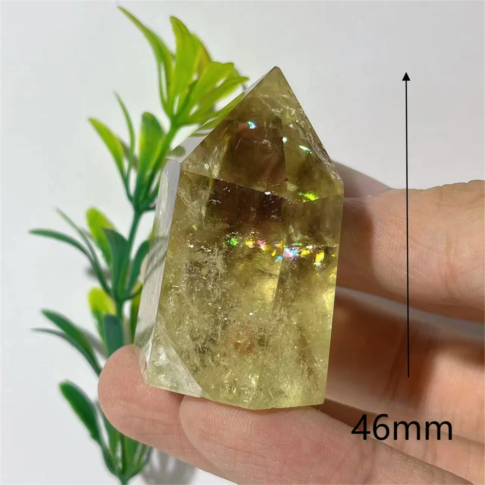 Citrine Tower Clear Quartz Rainbow Gemstone Point Natural Crystal Wand Minerals Healing Reiki Stone Home Decoration Energy