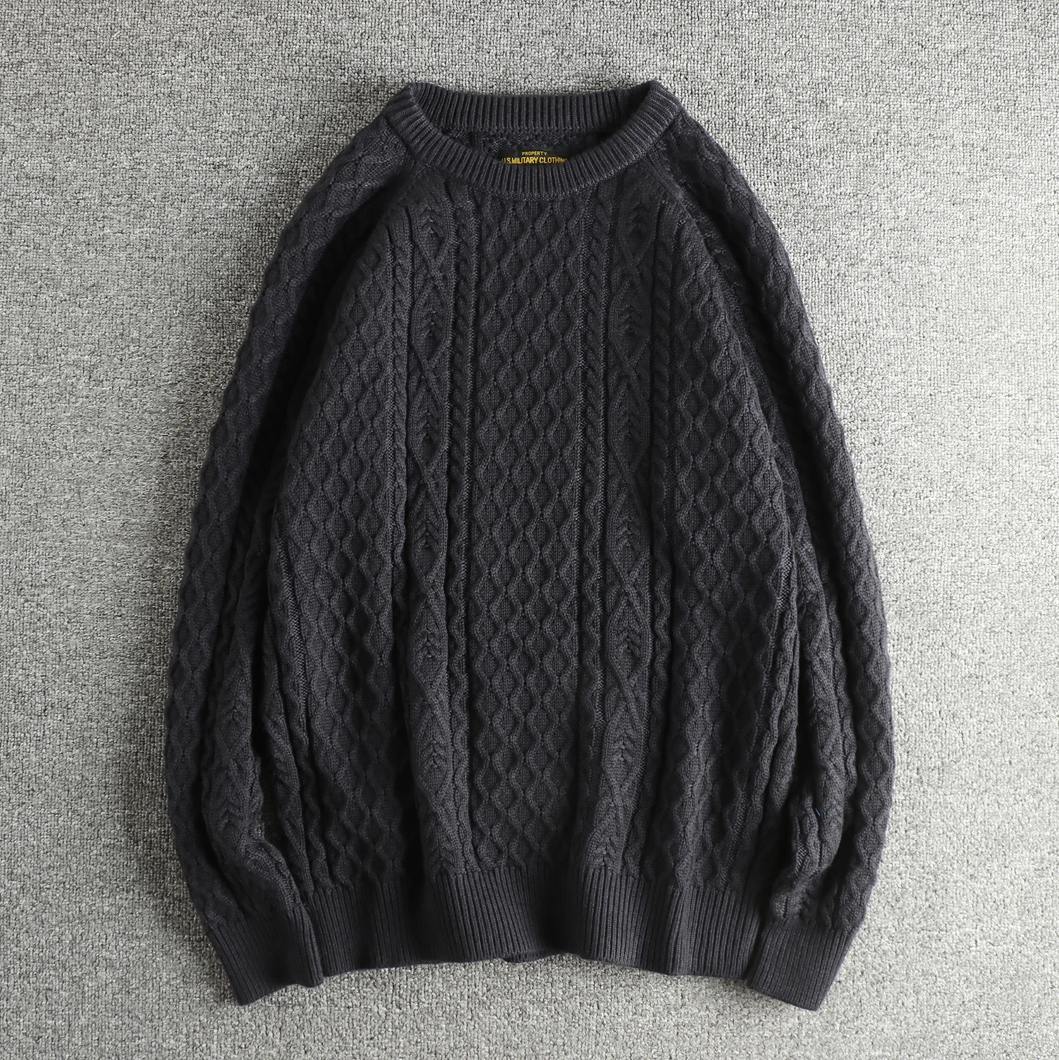 

Зимний новый американский ретро-свитер с круглым вырезом и длинными рукавами, трехмерный тканый шерстяной свитер, мужской свободный модный повседневный пуловер