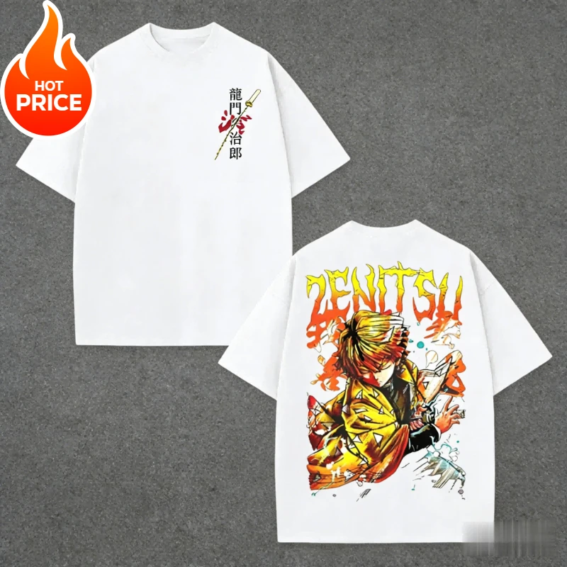 Agatsuma Zenitsu Demon Slayer Harajuku hommes été T-Shirt en vrac femmes surdimensionné Streetwear unisexe décontracté à manches courtes T-Shirt haut