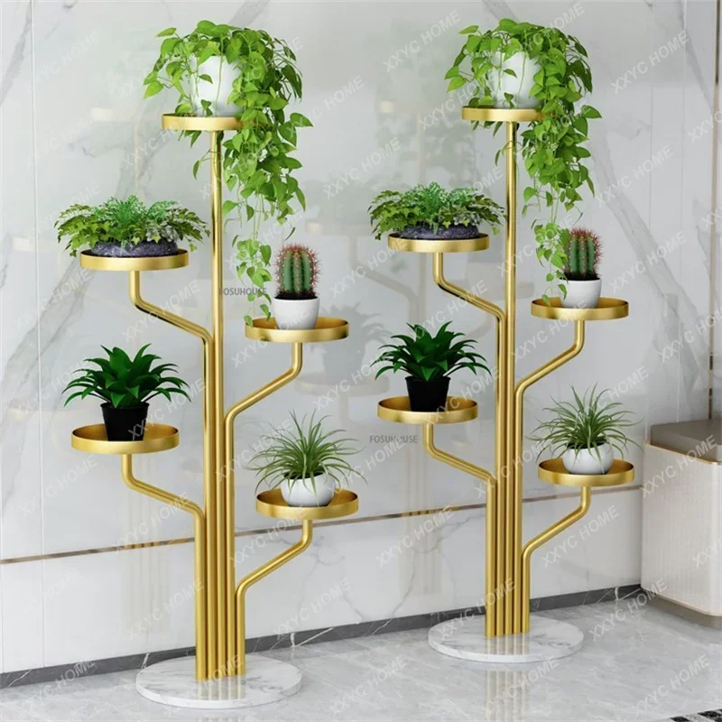 Metal Iron Indoor Balcony Flower Stand Floor Type Flower Pot Stand Simple Living Room Multi-layer Plant Shelf Outdoor Furniture