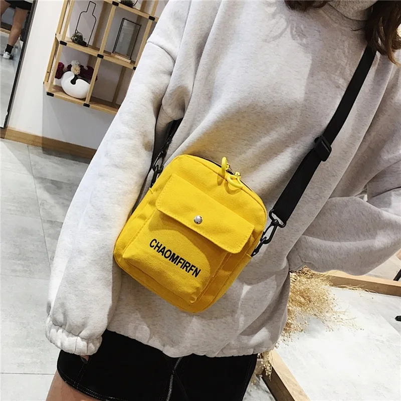 Neue koreanische Mode Breitband Brief Leinwand Frauen tasche Umhängetasche lässig Leinwand Brief Bag2023