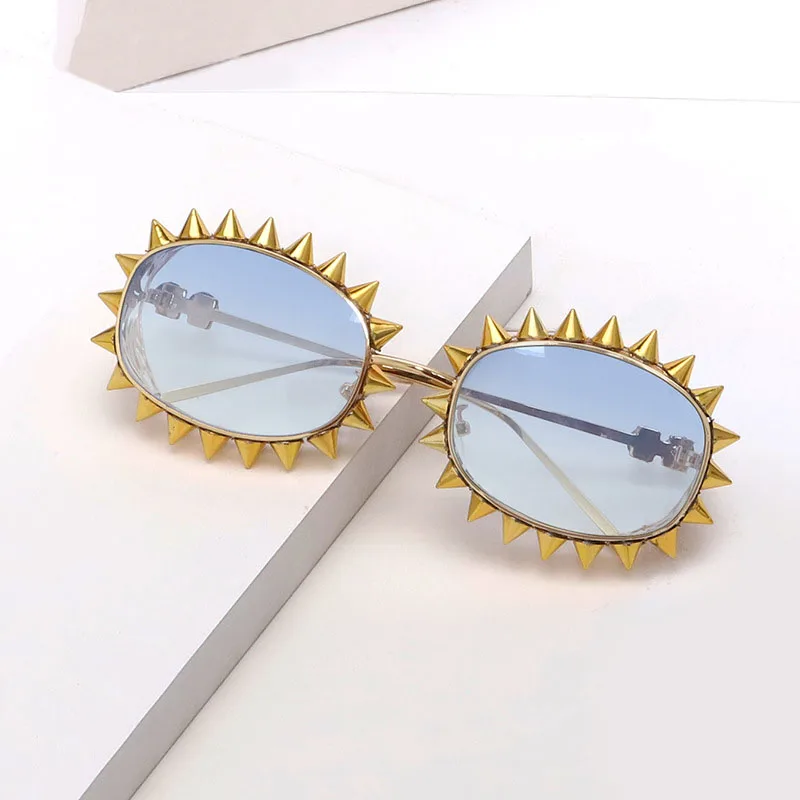 New Steam Hollow Metal Rivet Oval Sunglasses Fashion INS Women's Flower Shaped Handmade Sunshade Mirror UV400