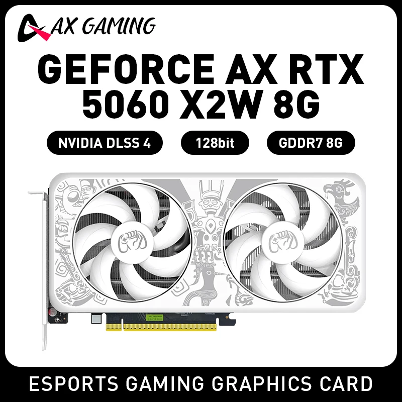 

AX RTX 5060 X2W 8GB GDDR7 Gaming GPU - 8GB VRAM, 128-bit, 28Gbps, DLSS 4, 4K/8K Ready Graphics Card Video Card