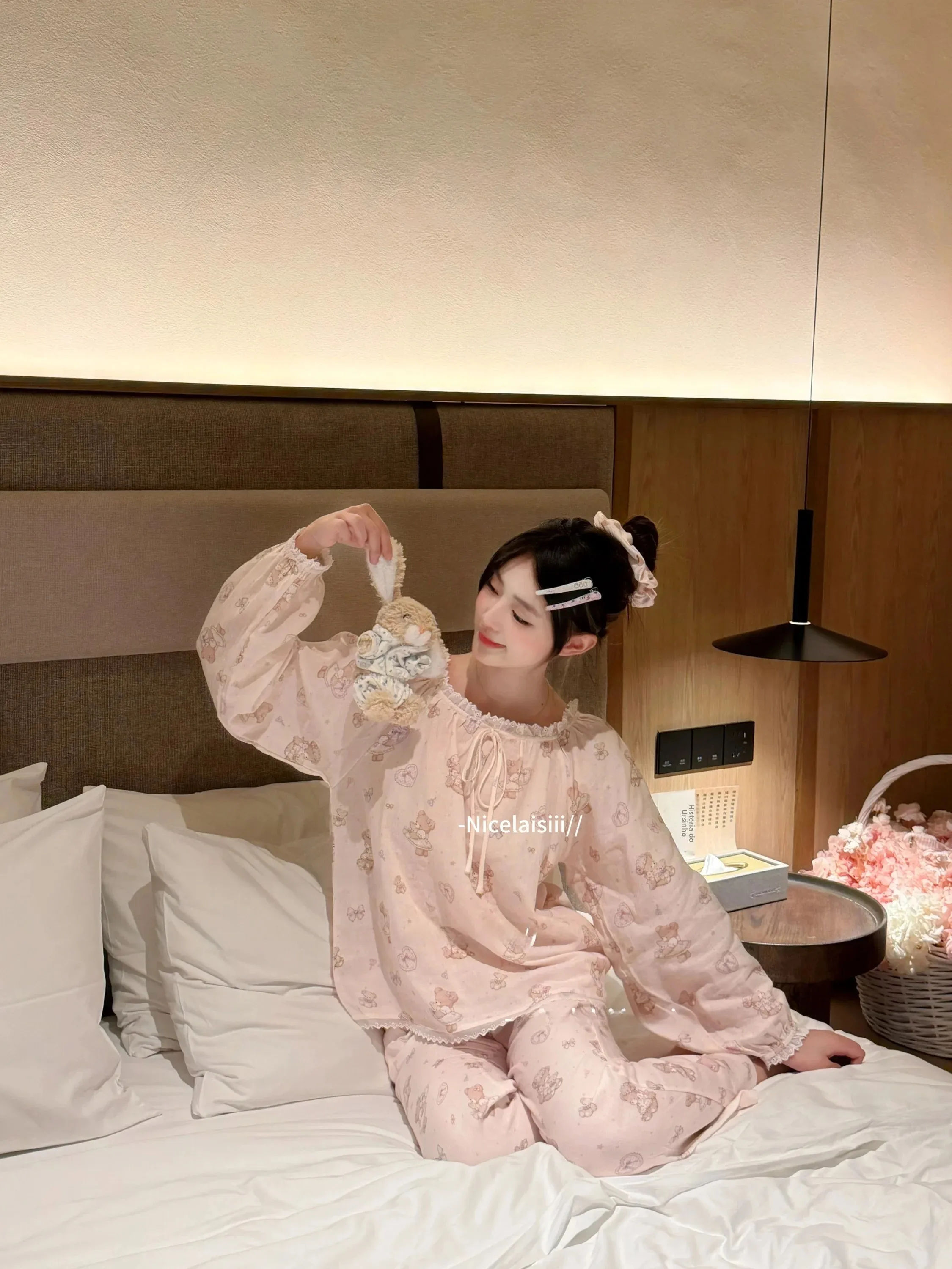 pyjama-en-pur-coton-a-manches-longues-et-pantalon-long-pour-fille-vetements-d'interieur-motif-ours-de-ballet-nicelaisiii-pyjama-doux-et-confortable