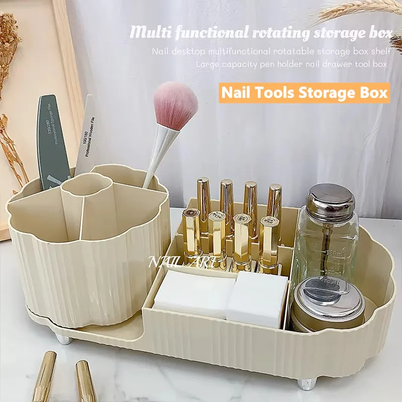 Nail Accessories Organizer Nail Art Storage Box Plastic Container Nail Rhinestone Brush Pen Buffer Grinding Files Storage Box