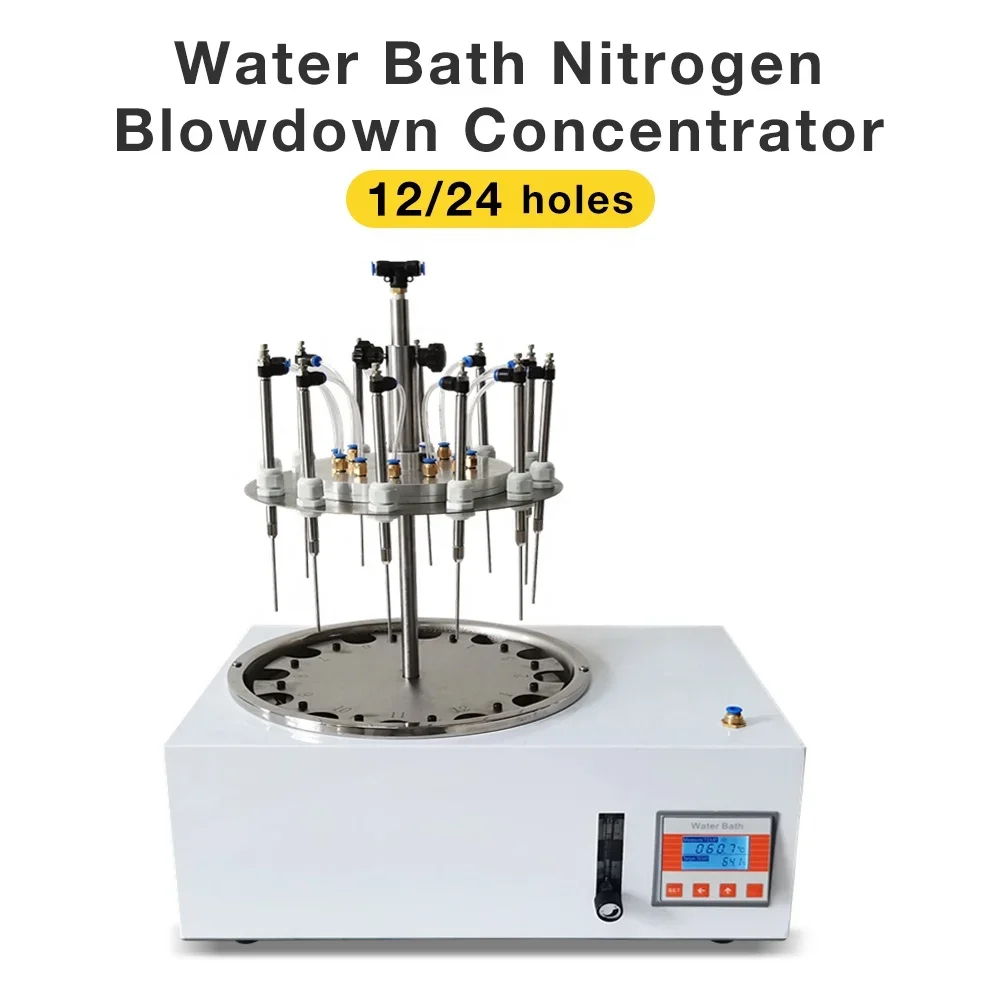 Wholesale Lab Rotary Evaporator With Water Bath Nitrogen Blower 12/24 Holes Nitrogen Evaporation Equipment Circular Water Bath