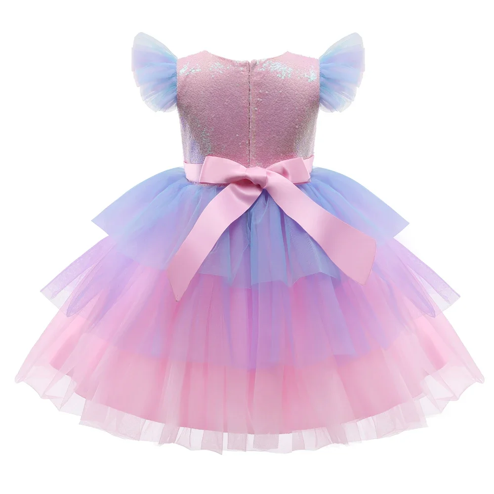 Unicorn Rainbow Dress Baby Girls Clothes for Party 3-10Y Kids Birthday Prom Gowns 2024 Summer Fashion Chilren Girl Unicorn Sets