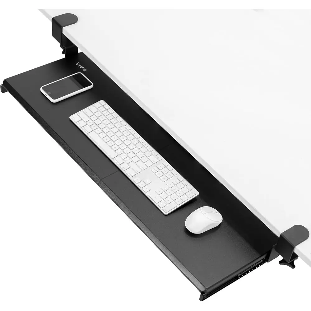 

Extra Long 34x11 Inch Clamp-on Desk Keyboard Mouse Slider Tray, Black